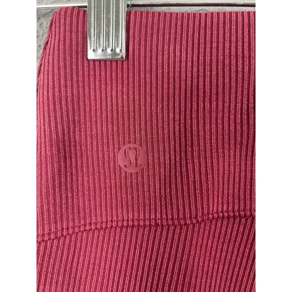 Lululemon Brushed Softstreme Ribbed Zip Flare Pant Womens 4 Pink Pomegranate - Picture 4 of 8